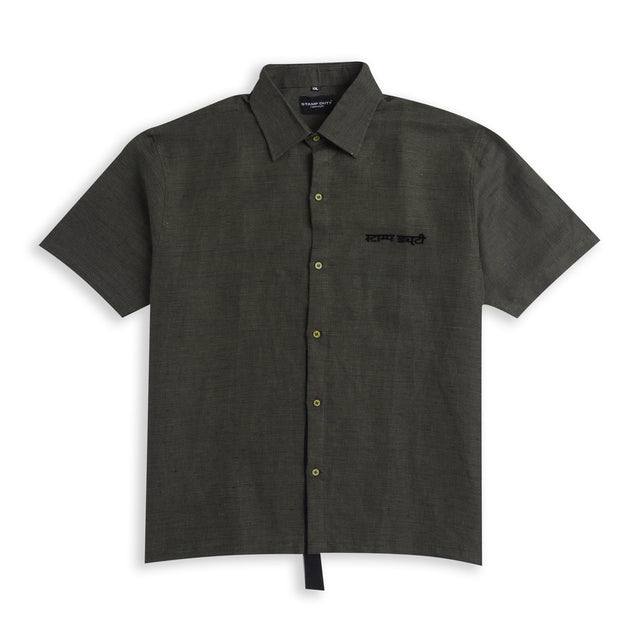 Textured Half-Sleeve Shirt in Green