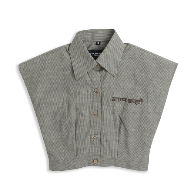 Chemise courte sans manches en vert olive
