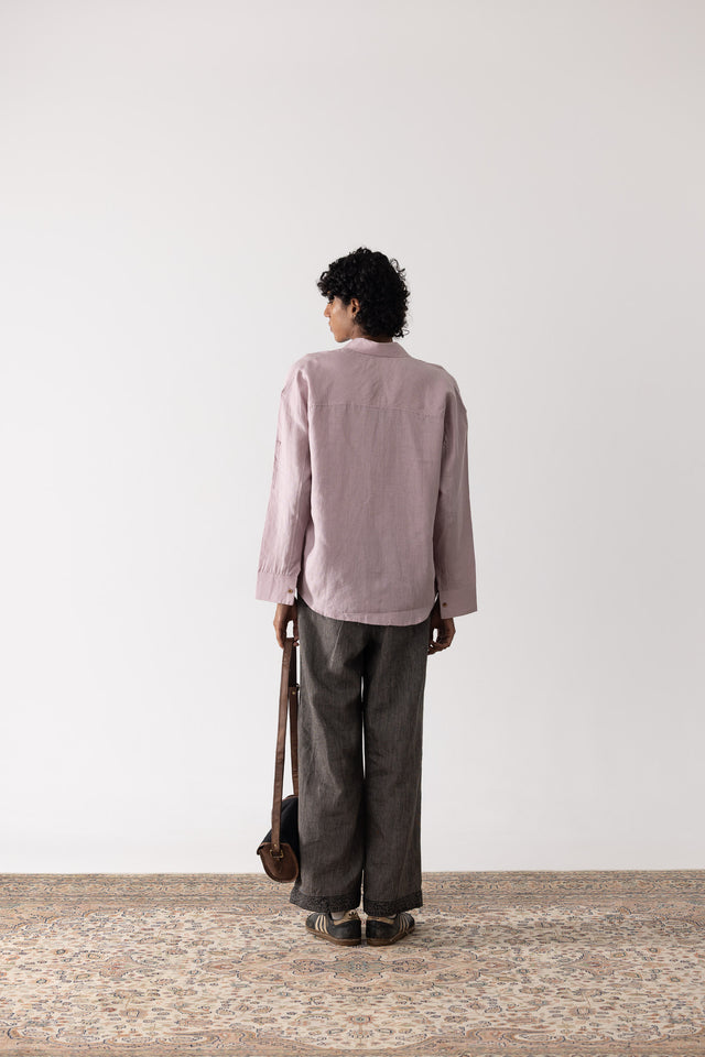 Oversized Linen Shirt in Mauve
