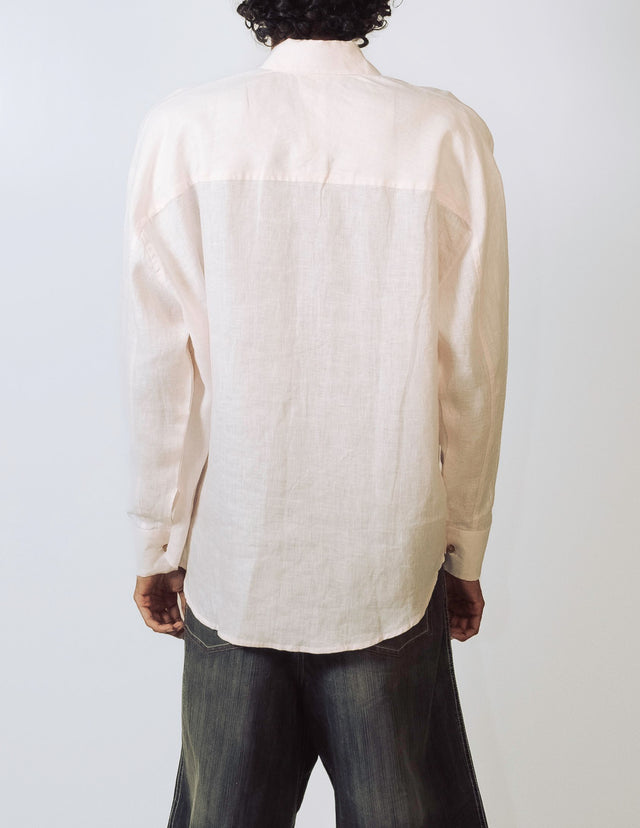 Oversized Linen Shirt in Baby Pink