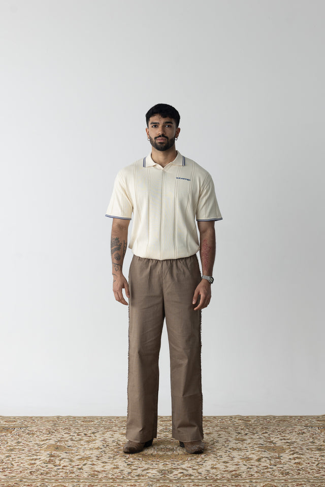 Cable-Knit Test Polo in Cream