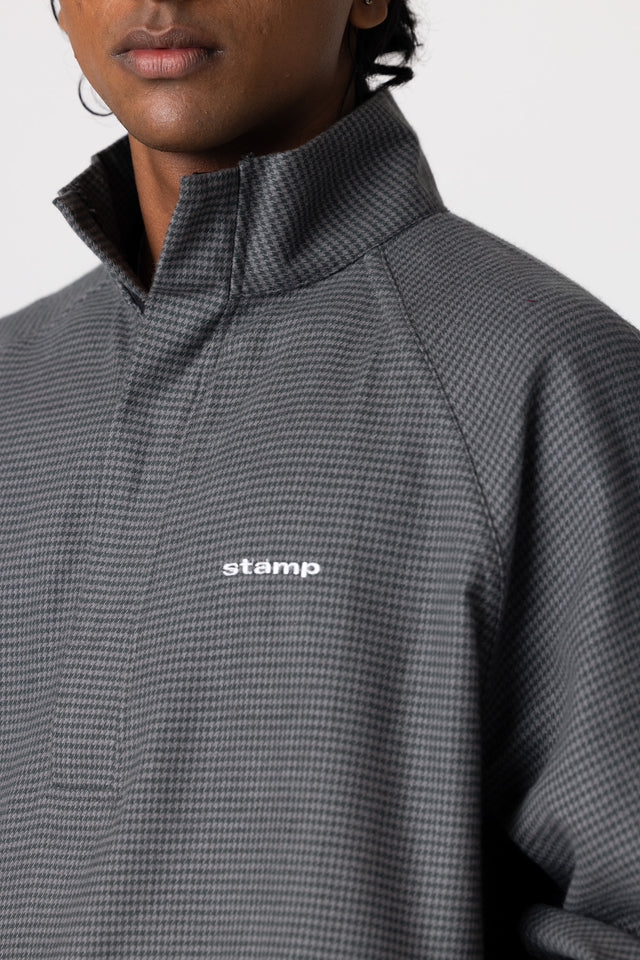 Teal Grey Houndstooth Quarter-Zip