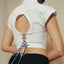 Sleeveless Cropped Shirt in White