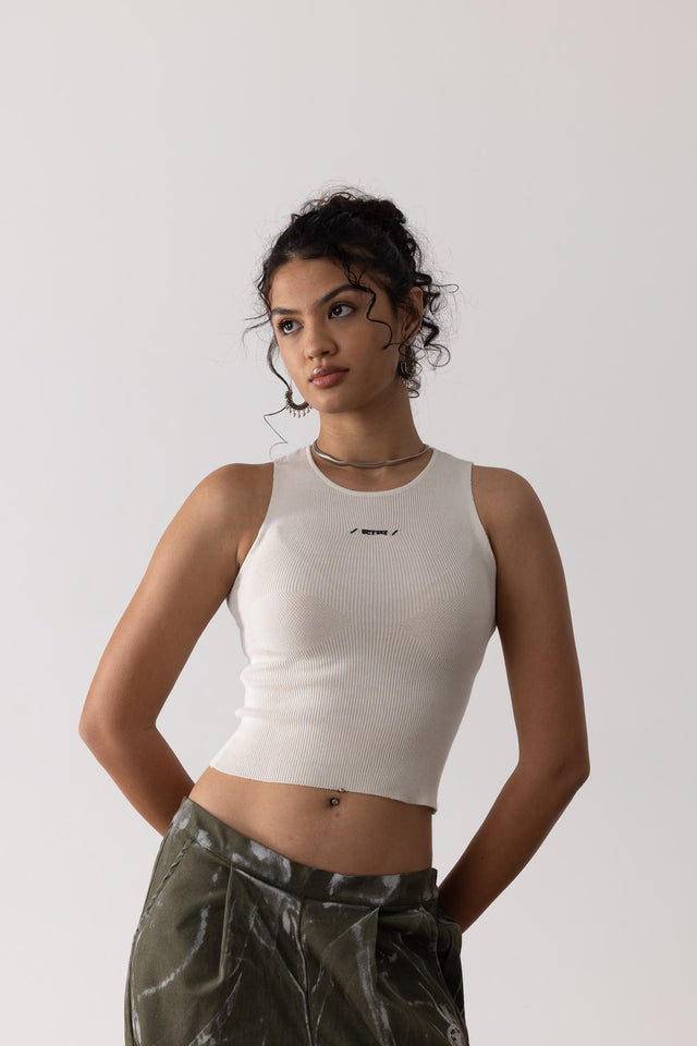 Tuck-Knit Tank in Off-White
