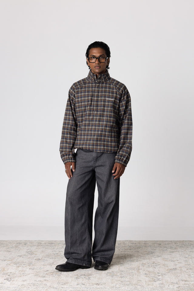 Rust Blue Overcheck Quarter-Zip