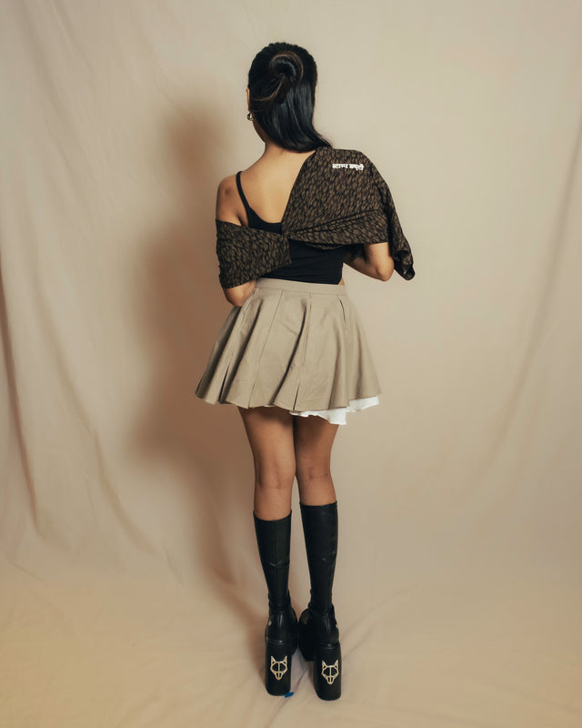 Fluted Skirt In Biege