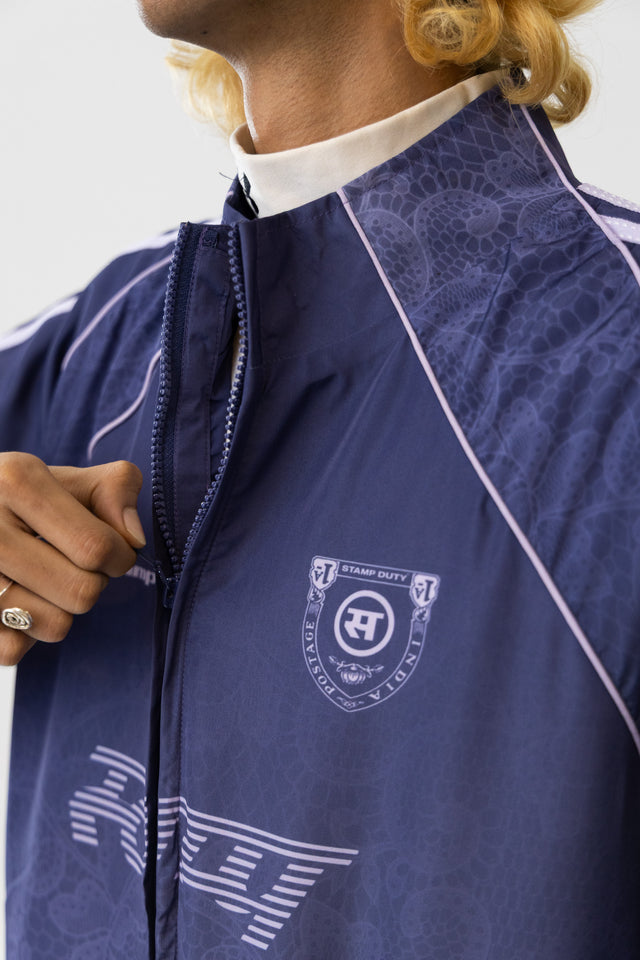 Lace Track Jacket in Navy