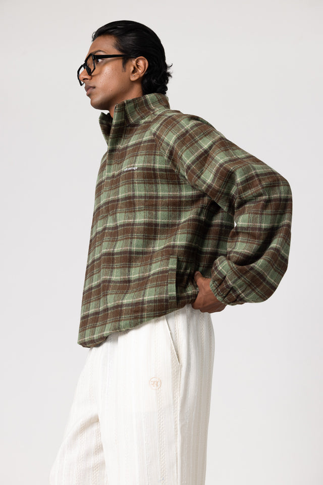 Rust Green Overcheck Quarter-Zip