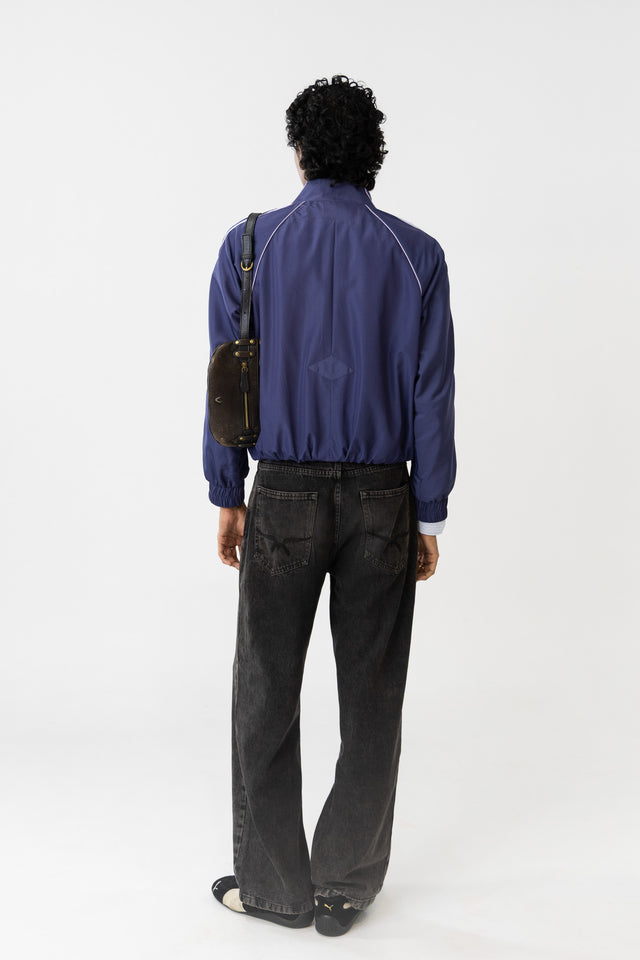 Lace Track Jacket in Navy