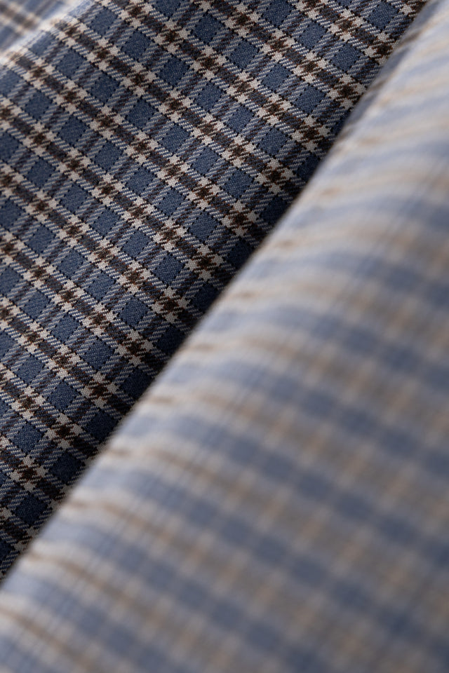 Chequered Cotton Pyjamas in Blue (4 of 4)