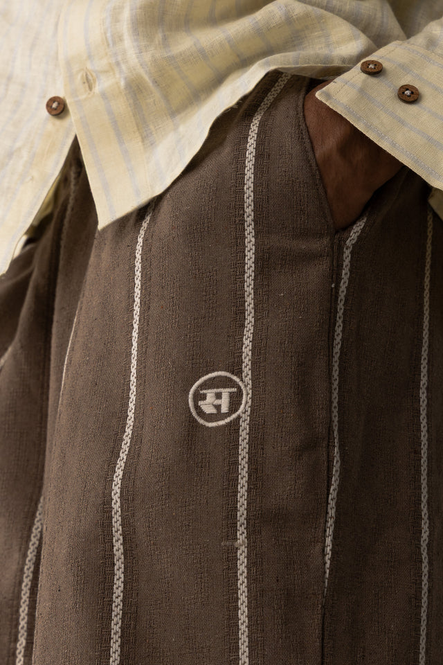 Brown Pants with Jacquard-Woven Pinstripes (5 of 5)