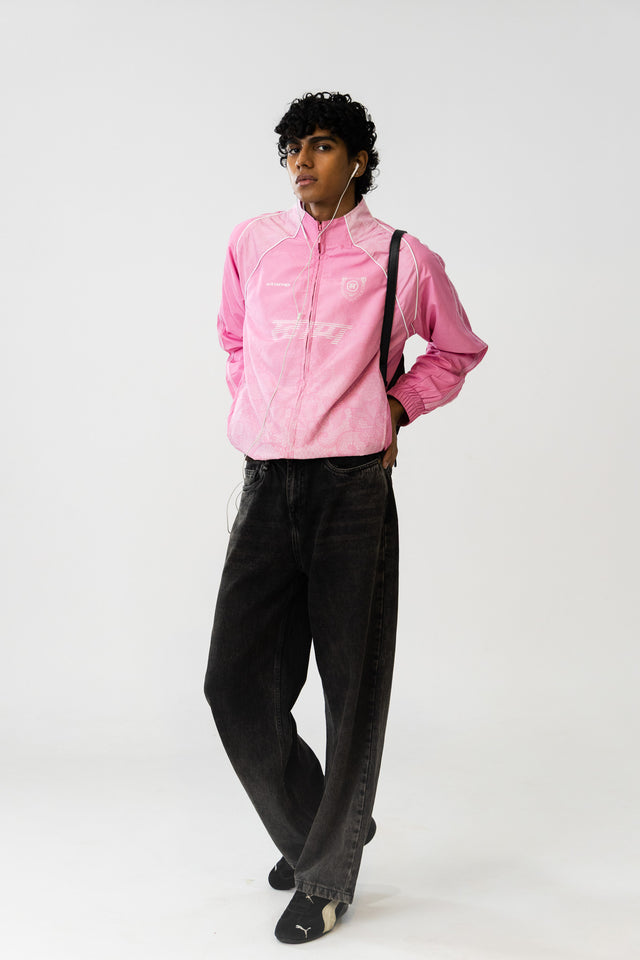 Lace Track Jacket in Pink