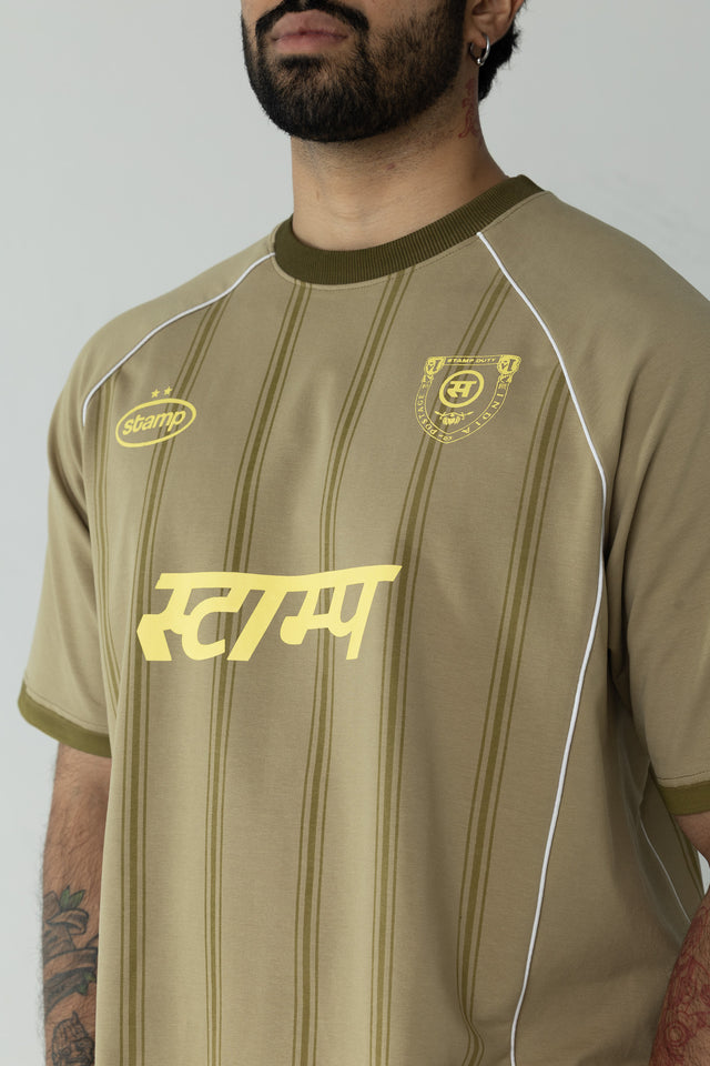 Pinstriped Postage Jersey in Khaki