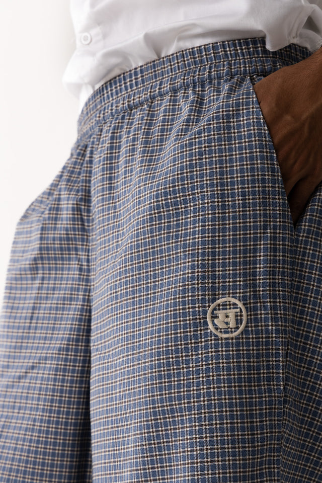 Chequered Cotton Pyjamas in Blue (4 of 4)