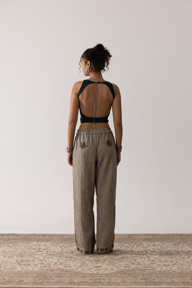 Ribbed Backless Tank In Green