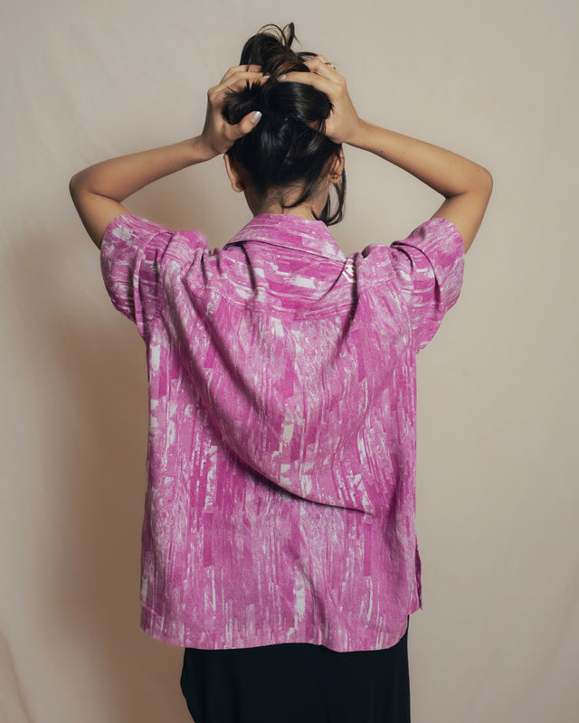 Printed Camp Collar Shirt In Pink