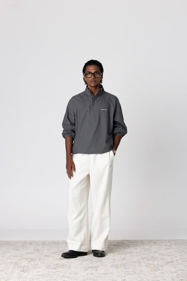 Teal Grey Houndstooth Quarter-Zip