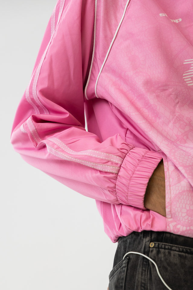 Lace Track Jacket in Pink