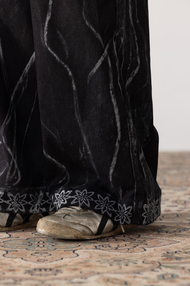 Block Printed Painter's Pants in Black