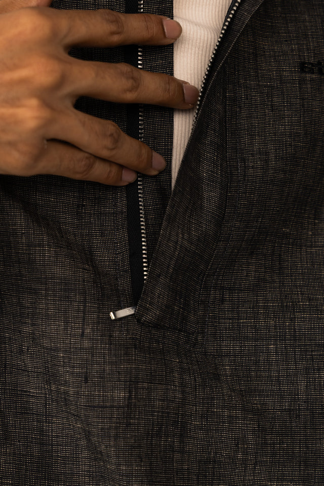 Charcoal Faded Linen Quarter-Zip