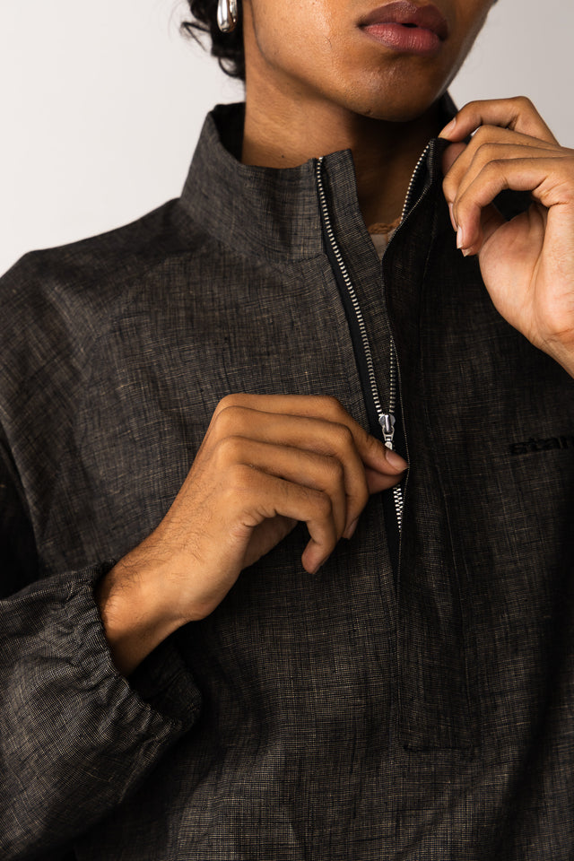 Charcoal Faded Linen Quarter-Zip