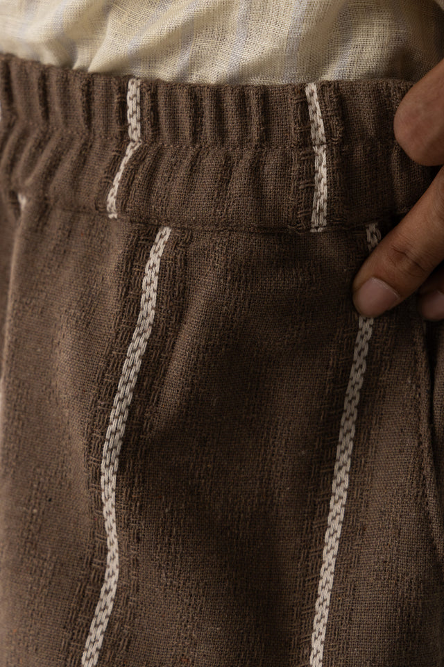 Brown Pants with Jacquard-Woven Pinstripes (5 of 5)