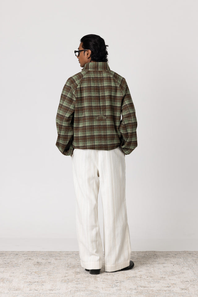 Rust Green Overcheck Quarter-Zip