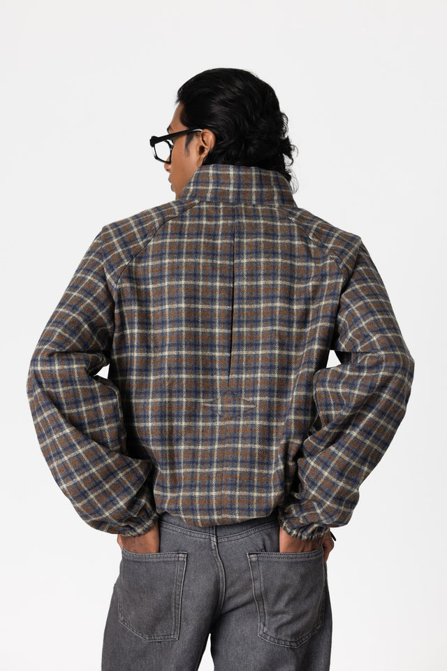 Rust Blue Overcheck Quarter-Zip