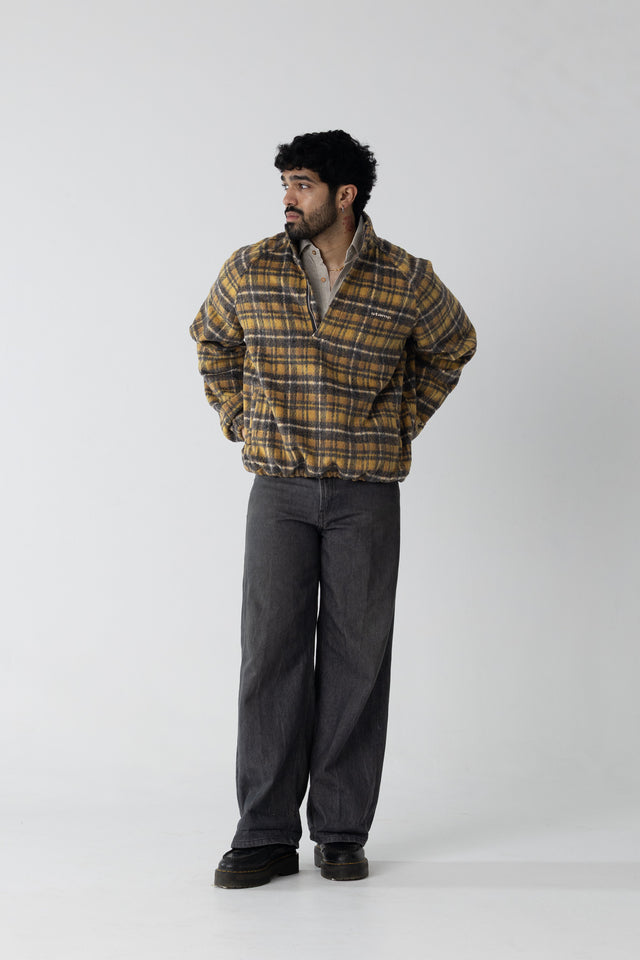Rust Yellow Overcheck Quarter-Zip
