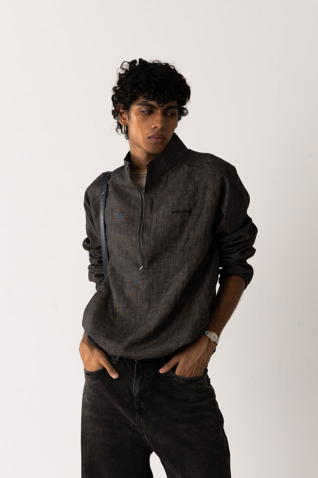 Charcoal Faded Linen Quarter-Zip