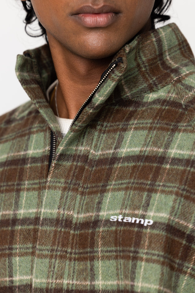 Rust Green Overcheck Quarter-Zip
