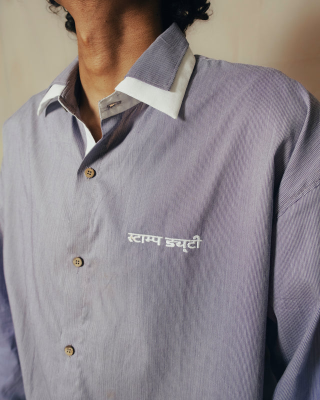 Overdyed Double Collared Shirt in Purple