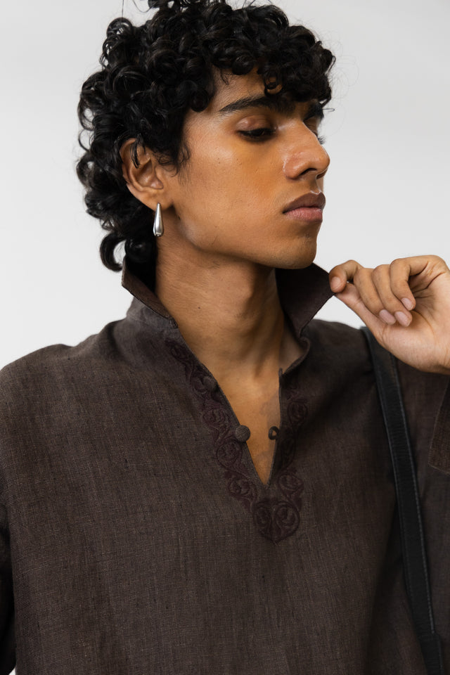 Kurta Shirt in Brown