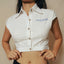 Sleeveless Cropped Shirt in White