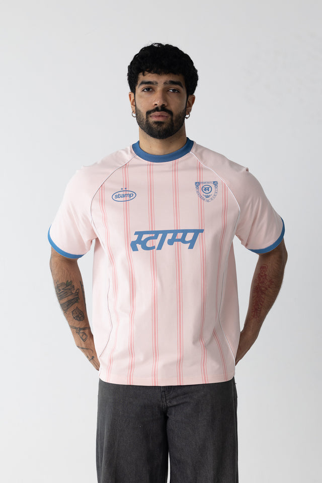 Pinstriped Postage Jersey in Pink