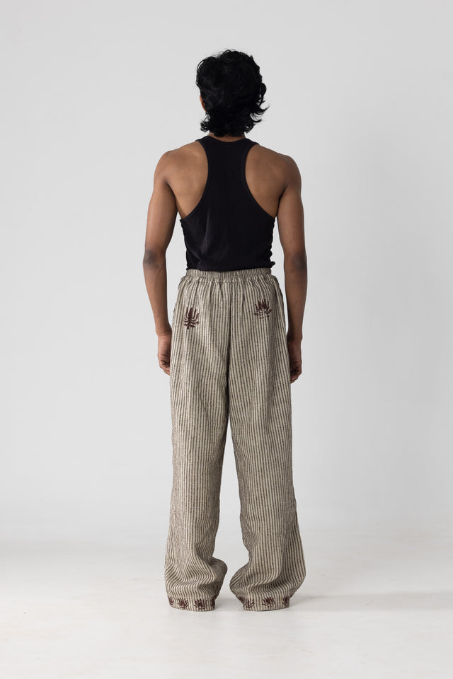 Block Printed Silk Linen Pants