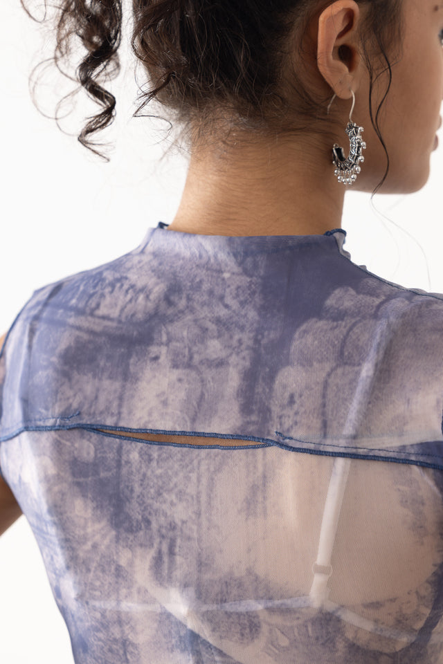 'Embrace' Mesh Tank in Blue