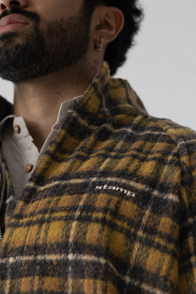 Rust Yellow Overcheck Quarter-Zip