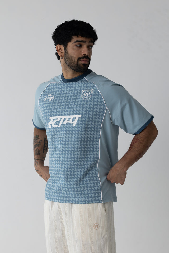 Houndstooth Postage Jersey in Blue