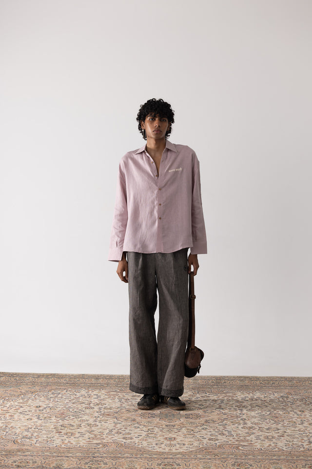 Oversized Linen Shirt in Mauve
