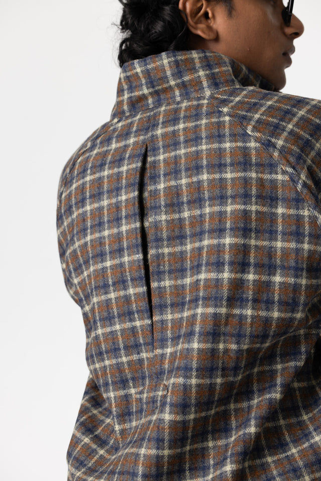 Rust Blue Overcheck Quarter-Zip