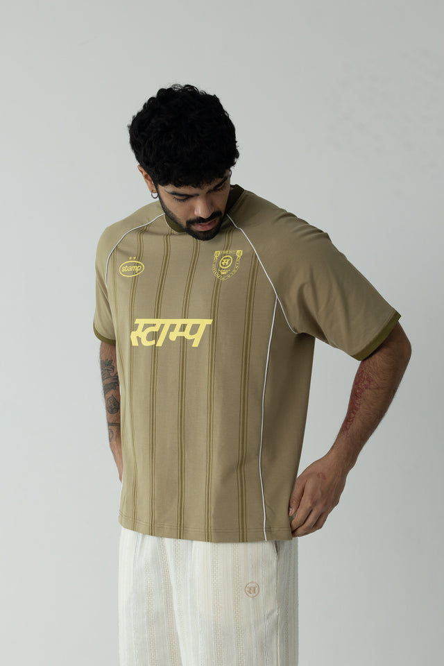 Pinstriped Postage Jersey in Khaki