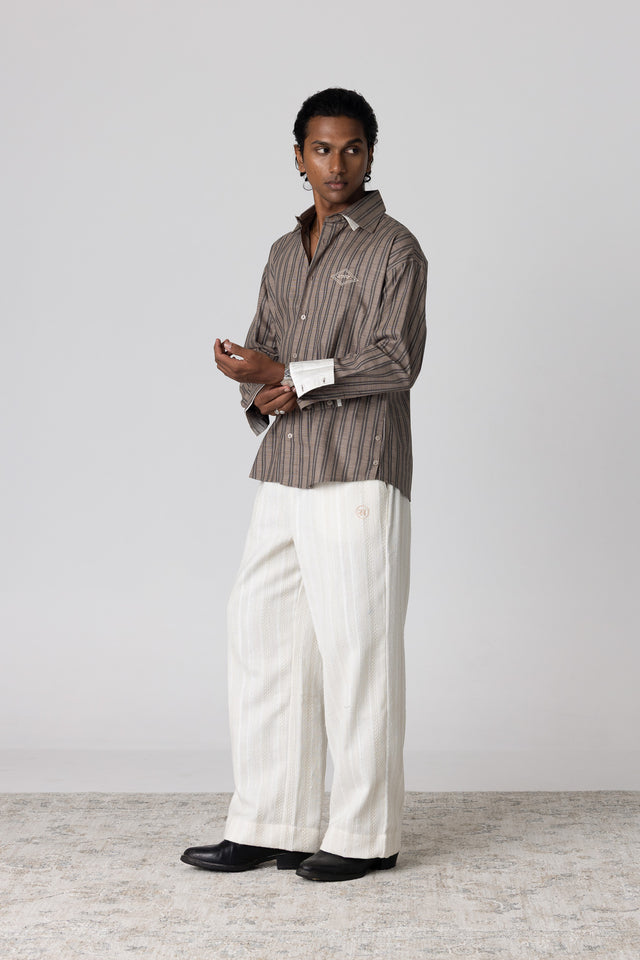 Double Collar Shirt in Brown