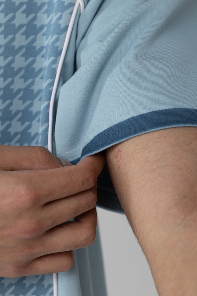 Houndstooth Postage Jersey in Blue