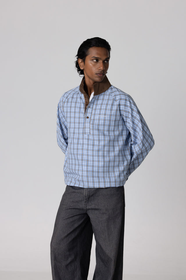 Half Placket Shirt in Blue