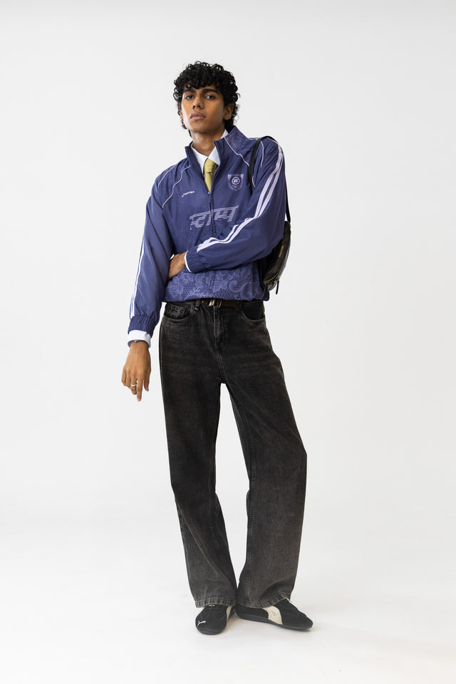 Lace Track Jacket in Navy