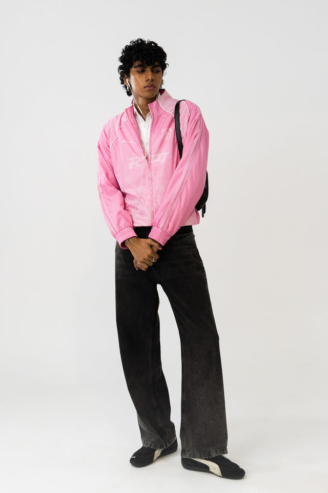 Lace Track Jacket in Pink