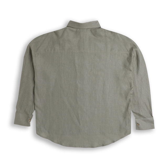 Chemise surdimensionnée en lin vert olive