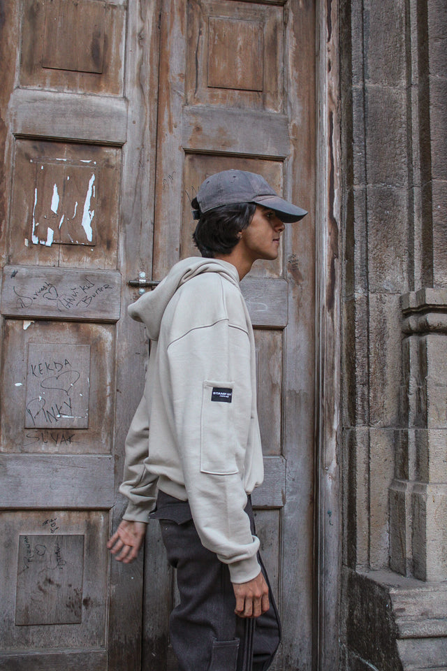 Utility Hoodie in Beige